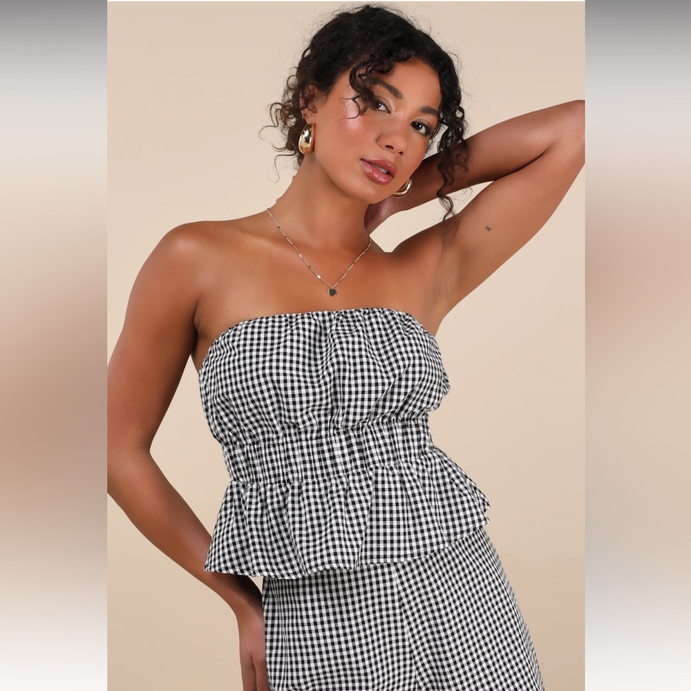 lulus strapless gingham top